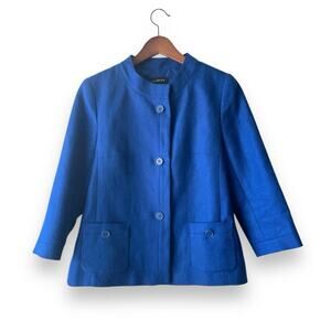 Talbots 100% Linen Jacket Blazer Sz 8 Women’s Color Royal Blue